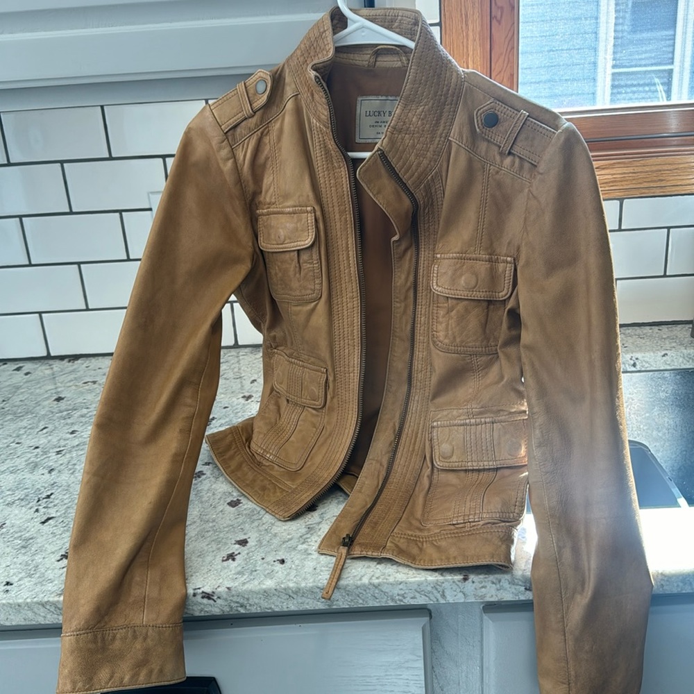 Lucky Brand Leather Bomber Jacket